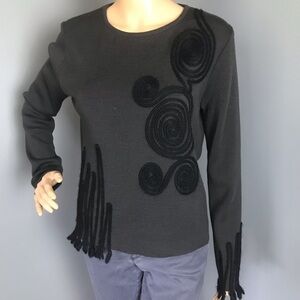Guido Pisano Sweater Wool Crew Neck Long Sleeves Black M